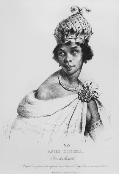 Ann Zingha, Reine de Matamba, imprimée par François le Villain, vers 1830 - Achille Devéria