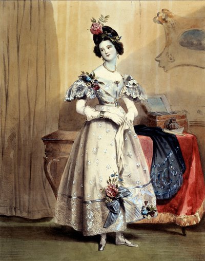 À onze heures du soir, jeune fille en toilette de soirée - Achille Devéria