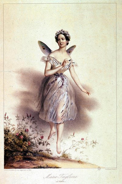 Marie Taglioni (1804 - 1884), ballerine, représentée en sylphide - Illustration par Achille Deveria (1800 - 1857) - Achille Devéria