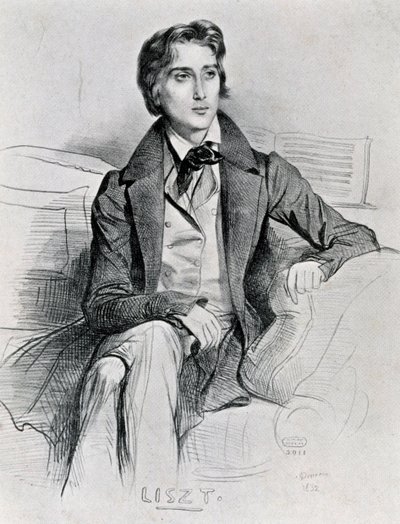 Portrait du compositeur et pianiste hongrois Franz Liszt - Achille Devéria
