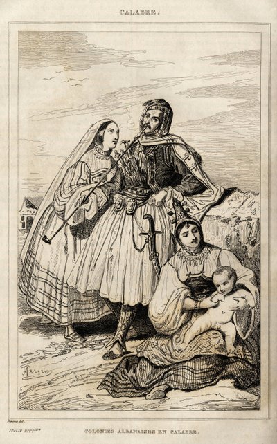 Une colonie albanaise en Calabre, gravure par Dévéria, dans L