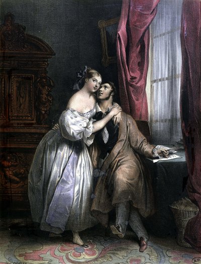 Amants enlacés - par Achille Deveria - Achille Devéria
