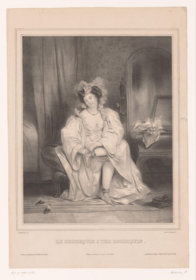 Jeune femme retirant un brodequin - Achille Devéria
