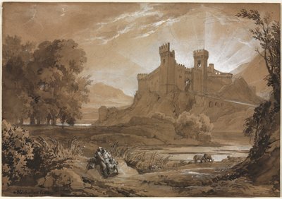 Paysage avec château et bergers, 1814 - Achille Etna Michallon