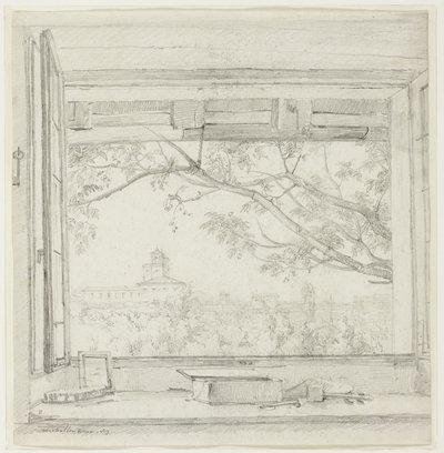 Vue de la Villa Médicis et de la Sta Trinità dei Monti depuis l