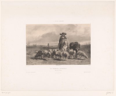 Fermier auvergnat avec bœuf et moutons - Achille Isidore Gilbert