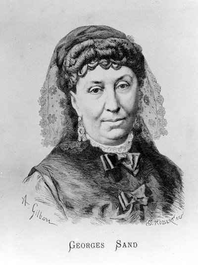 Portrait de George Sand (Aurore Dupin, Baronne Dudevant) (1804-1876) par A. Gilbern - Achille Isidore Gilbert