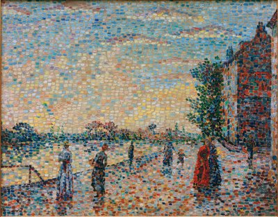 La promenade au bord de la rivière - Achille Lauge