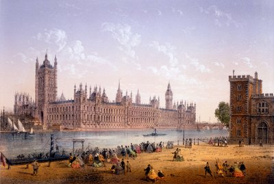 Houses of Parliament depuis la rive sud, gravure réalisée par Ch. Riviere, 1862 - Achille Louis Martinet