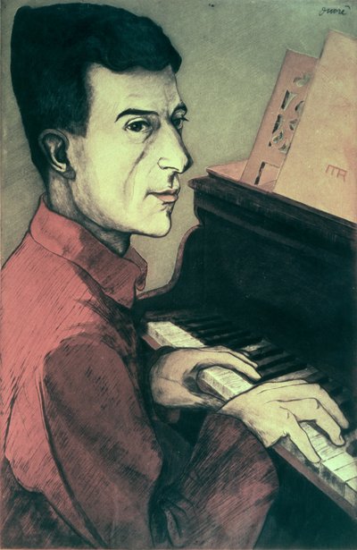 Portrait de Maurice Ravel jouant du piano - Achille Ouvré