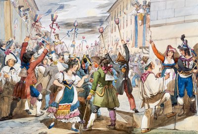 Dernier jour de Carnaval à Rome avec des bougies moccoletti - Achille Pinelli