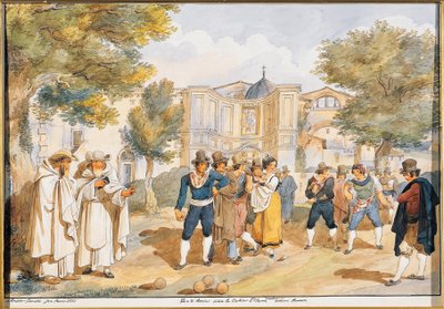 Jeu de bocce à Santa Maria degli Angeli à Rome - Achille Pinelli