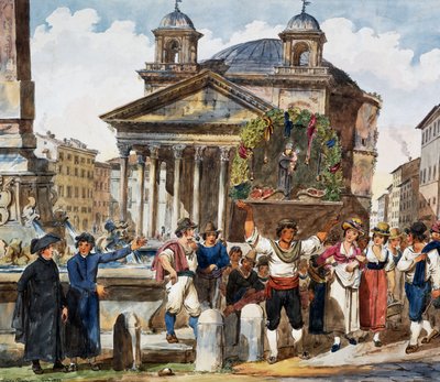Fête de la fraise au Panthéon à Rome - Achille Pinelli