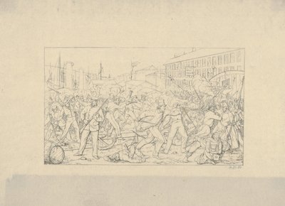 Bataille à Baltimore, 19 avril 1861, de Confederate War Etchings, 1861-63 - Adalbert John Volck