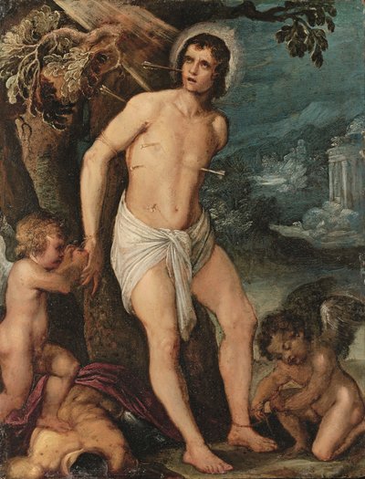 Saint Sébastien assisté par des anges - Adam (circle of) Elsheimer