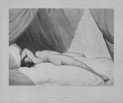 Nu allongé sur un lit à rideaux [Emma Hamilton] - Adam Buck