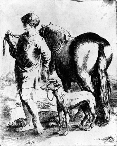 Garçon avec un cheval et deux chiens, vers 1597-1610 - Adam Elsheimer