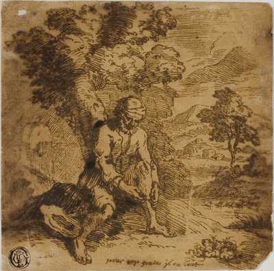 Homme assis se grattant la jambe - Adam Elsheimer