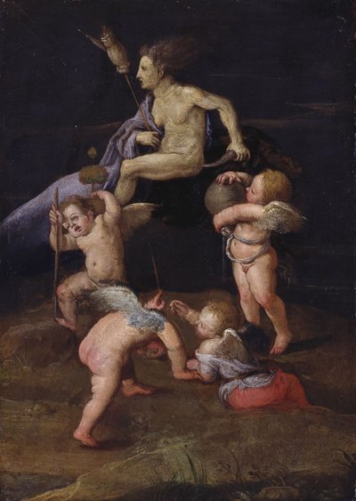 Sorcière chevauchant une chèvre à l