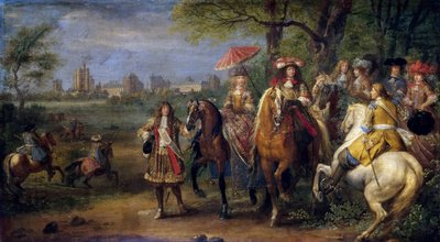 Château de Vincennes avec Louis XIV et Marie Thérèse avec leur cour en 1669 - Adam Frans Meulen van der