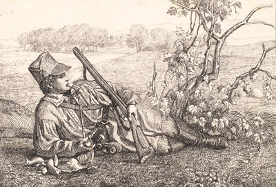 Paysage avec un chasseur au repos - Adam Müller