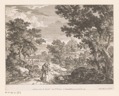 Paysage avec le Christ portant un agneau sur ses épaules - Adam Perelle