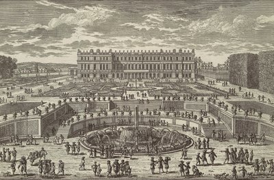 Vue du château de Versailles, façade du jardin, 1680s - Adam Perelle