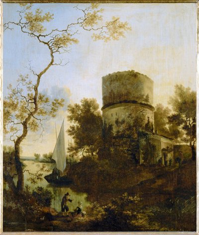 Paysage près de Tivoli, Italie (peinture sur bois de chêne) - Adam Pynacker
