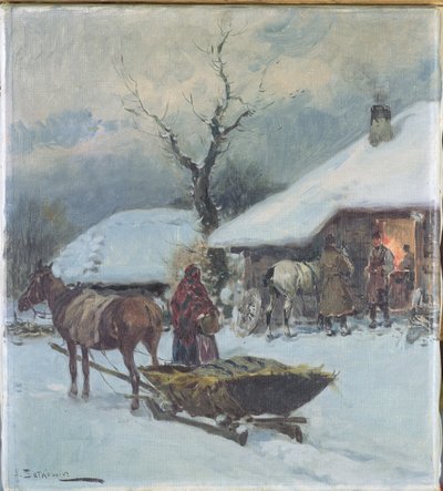 Traîneaux devant une maison, 1930 - Adam Setkowicz