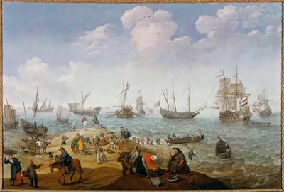Scène de pêche. Peinture par Adam Willaerts 17ème siècle - Adam Willaerts