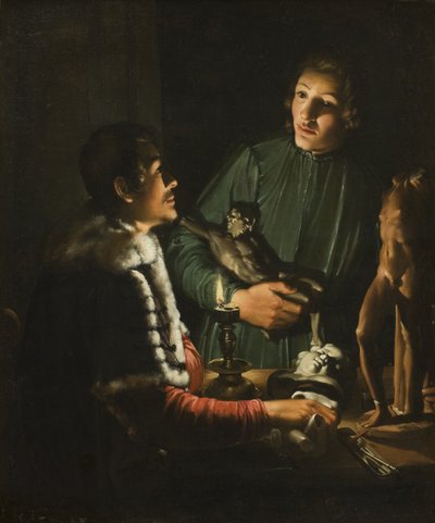 Deux sculpteurs la nuit à Rome. Double portrait de François Duquesnoy et Georg Petel - Adam de Coster