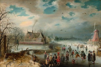Patinage sur la rivière Amstel gelée - Adam van Breen