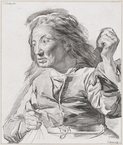 Une vieille femme avec des poings serrés - Adam von Bartsch