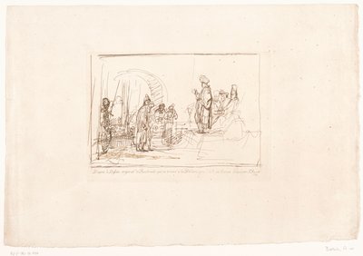 Accusé présenté à ses juges (Zes prenten naar tekeningen van Rembrandt, série) - Adam von Bartsch