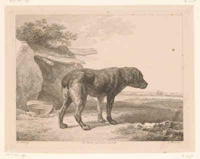 Chien debout dans un paysage - Adam von Bartsch