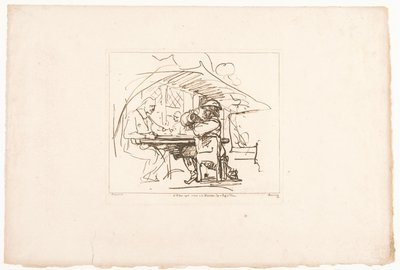 Deux hommes à une table, l