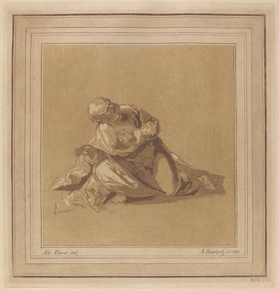 Un apôtre accroupi (Saint Pierre) - Adam von Bartsch, after a drawing formerly attributed to Albrecht Dürer