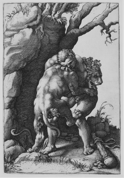 Hercule et le lion de Némée - Adamo Scultori