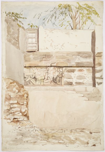 Relief en pierre dans un mur de maison à Izamal, Yucatan, Mexique - Adela Breton