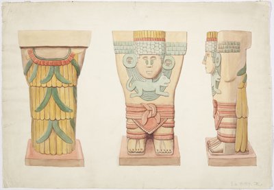 Caryatide II, chambre extérieure, Temple supérieur des Jaguars (Temple A), Chichen Itza, Mexique - Adela Breton