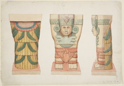 Caryatide de la chambre extérieure, Temple A, terrain de jeu de balle, Chichen Itza - Adela Breton