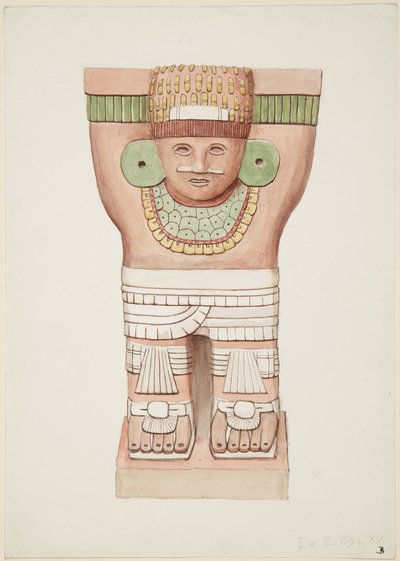 Caryatide de la chambre extérieure, Temple A, temple du terrain de jeu de balle, Chichen Itza, Mexique - Adela Breton