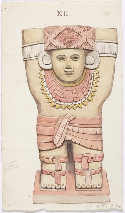 Caryatide de la chambre extérieure, temple A, terrain de jeu de balle, Chichen Itza, Mexique - Adela Breton