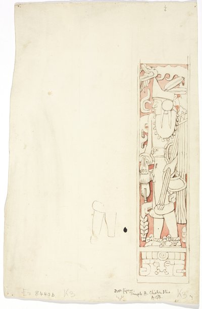Montant de porte K3 au Temple A, Chichen Itza, Yucatan, Mexique - Adela Breton