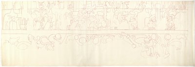 Mur sud, Temple supérieur des Jaguars, Chichen Itza, Mexique Quart sud - Adela Breton