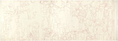 Mur sud, Temple Supérieur des Jaguars, Chichen Itza, Mexique, quart central sud - Adela Breton