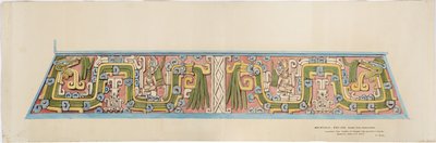 Relief en pierre de Xochicalco, Mexique Face sud de Cerro Colorado, Tehuacan (aquarelle) - Adela Breton