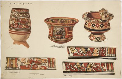 Trois jarres et trois motifs de Nicoya, Costa Rica - Adela Breton