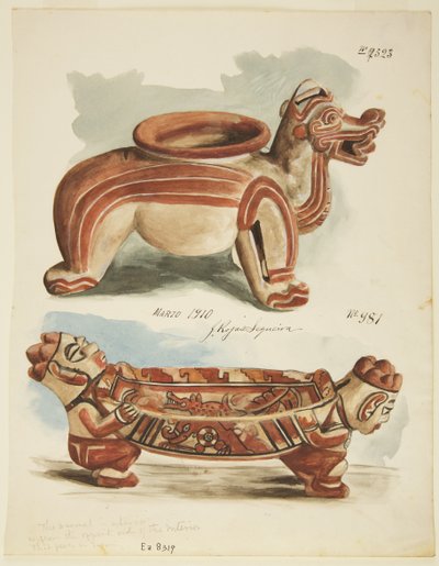 Deux figures en poterie, Costa Rica - Adela Breton