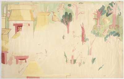 Peinture murale du mur sud-est, chambre intérieure, Temple supérieur des Jaguars, Chichen Itza, Mexique - Adela Breton